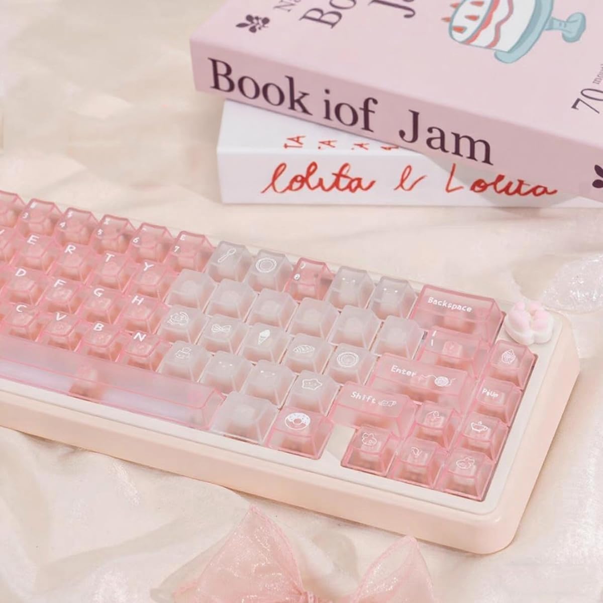 136 Keys Blue Clear Keycaps Cherry Profile Transparent Keycaps Set Fit for 61/64/87/104/108 Cherry Mx Switches Mechanical Keyboard