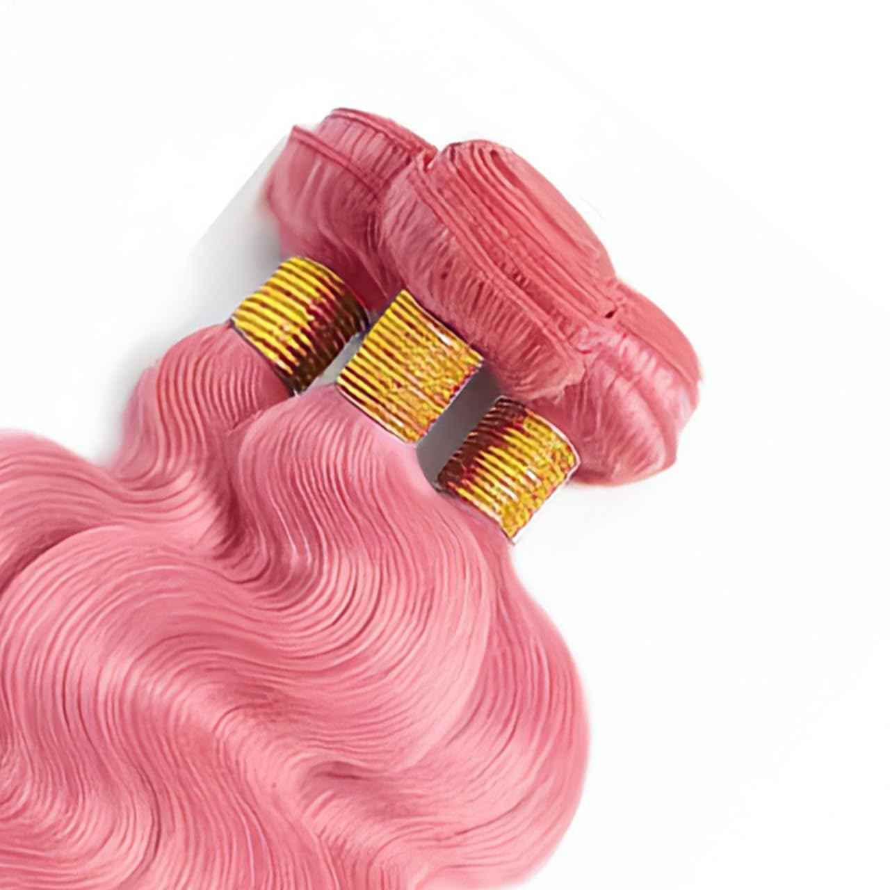 30 32 34 Inch Hot Pink Human Hair Bundles Pink Body Wave Bundles Niegmeag Peruvian Virgin Remy Hair Extensions Double Weft Soft and Skily Hair Weave