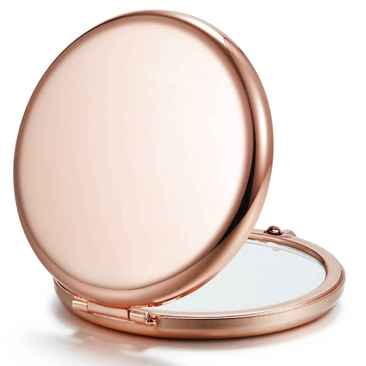 Getinbulk Compact Mirror for Purse, Set of 24 Double-Sided 1X/2X Magnifying Metal Pocket Makeup Mirrors(Round, Rose Gold)