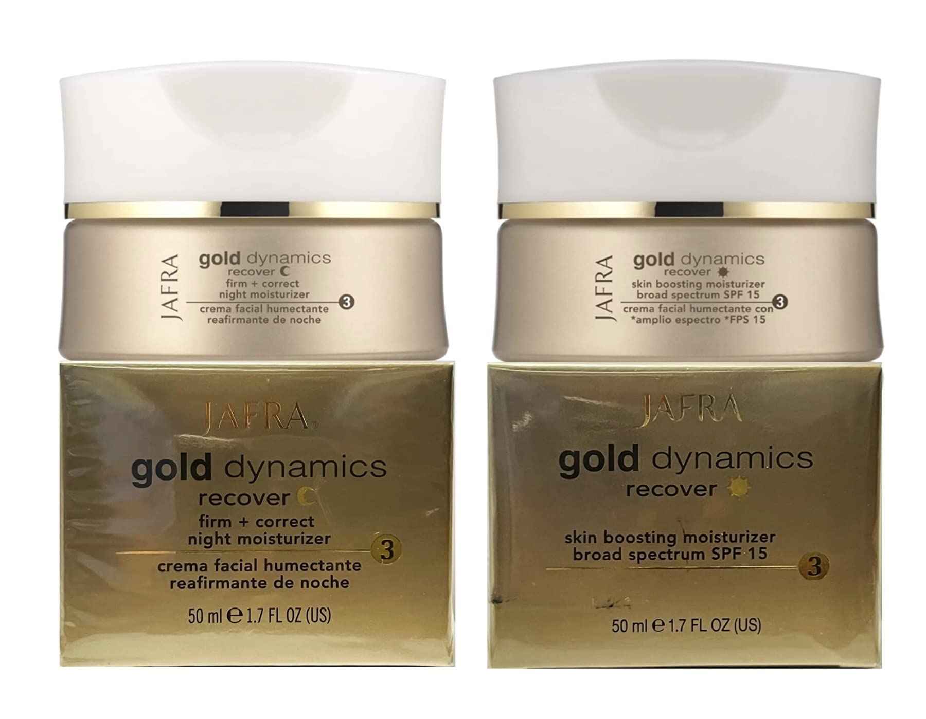 JAFRA Gold Dynamics Skin Boosting Moisturizer Broad Spectrum SPF 15, Gold Dynamics Firm + Correct Night Moisturizer