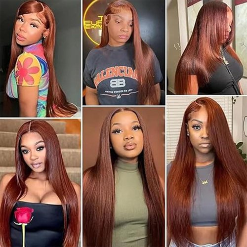 Reddish Brown Human Hair Bundles 22 24 26 Inch Straight Color 33 Copper Red Bundle Human Hair Extension Double Weft Unprocessed Brazilian Virgin Hair for Black Women