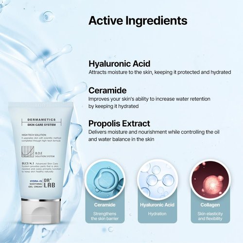 DR+LAB Hydra-15 Soothing Gel Cream 2.03 fl oz /60ml Moisturizing Deep Hydrating Elasticity for Dry and Sensitive Skin with Hyaluronic Acid Korean Skincare