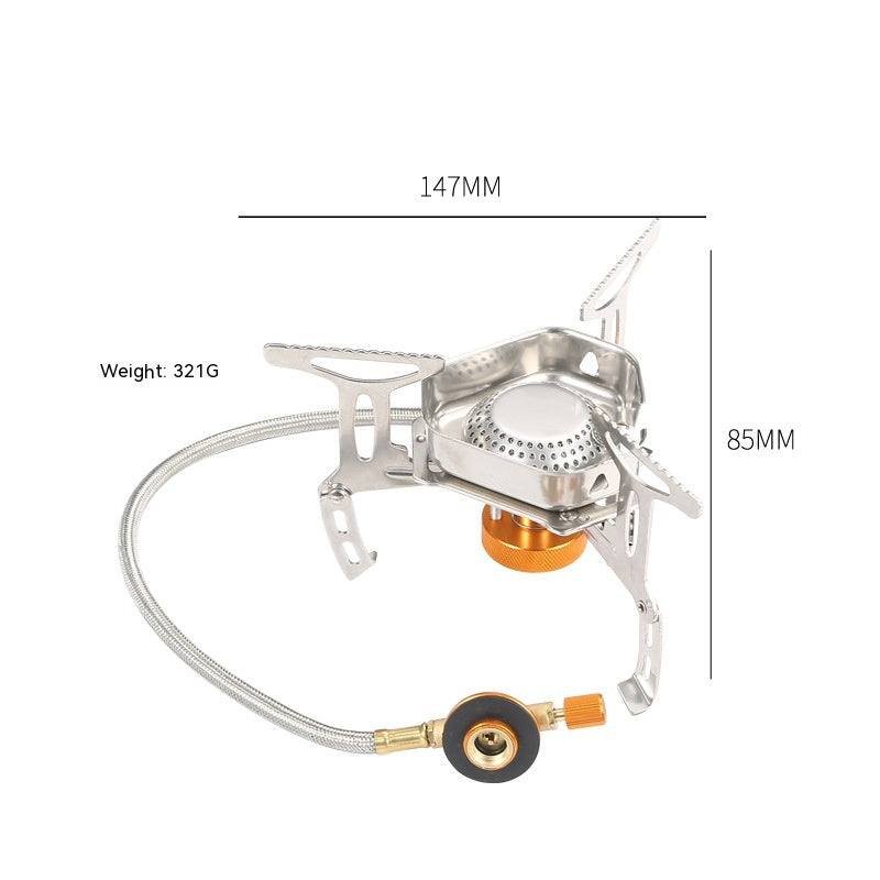 Portable Outdoor Cookware Set with Folding Pans & Windproof Gas Stove