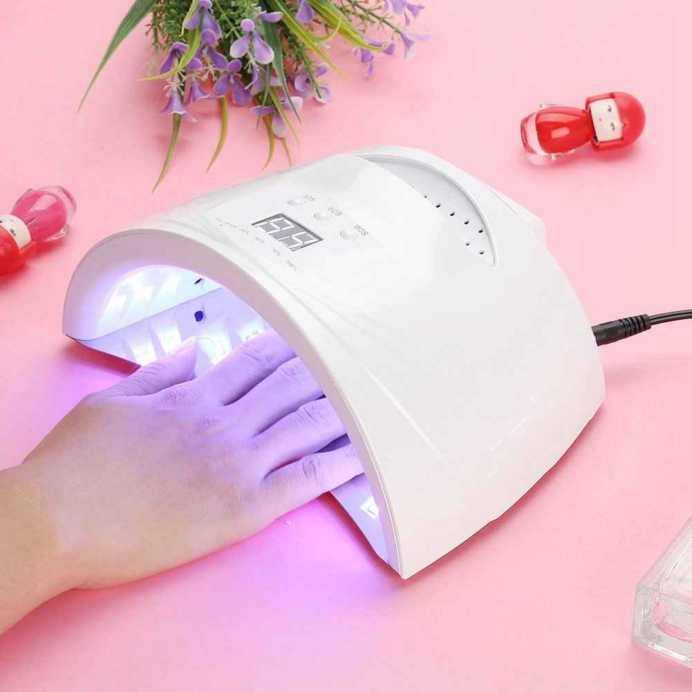 48W Cordless Rechargeable Nail Lamp, Dual Source LED Bulbs, Smart Handle Design, 28pcs strategically Placed Bulbs, Suitable for Fingernails and Toenails (US)