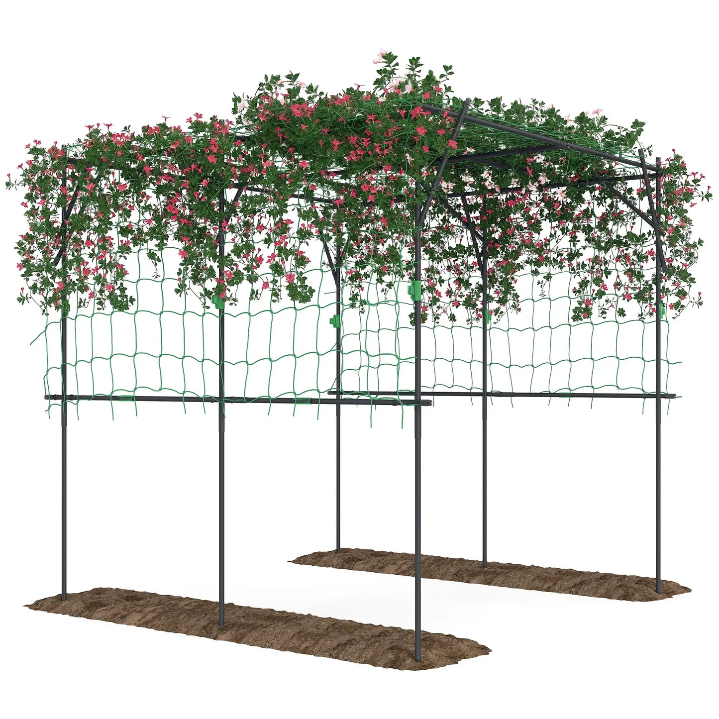Metal Garden Arch Trellis for Climbing Plants - Black