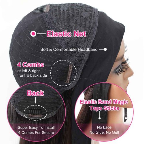 Headband Wig Human Hair Deep Wave Wigs 24 inch Brazilian Human Hair Headband Wigs for Black Women Glueless Non Lace Front Wig Machine Made Curly Deep Wave Headband Wig 150% Density Natural Color