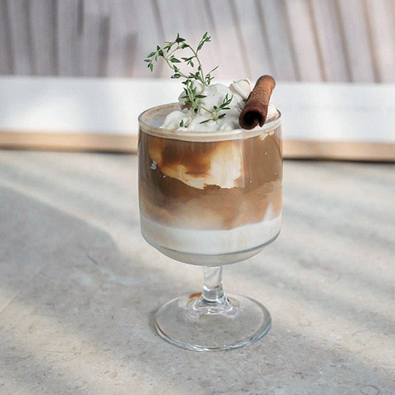 European Style Glass Ice Cream Cup - Heat-Resistant, 201-300ml, Clear Goblet