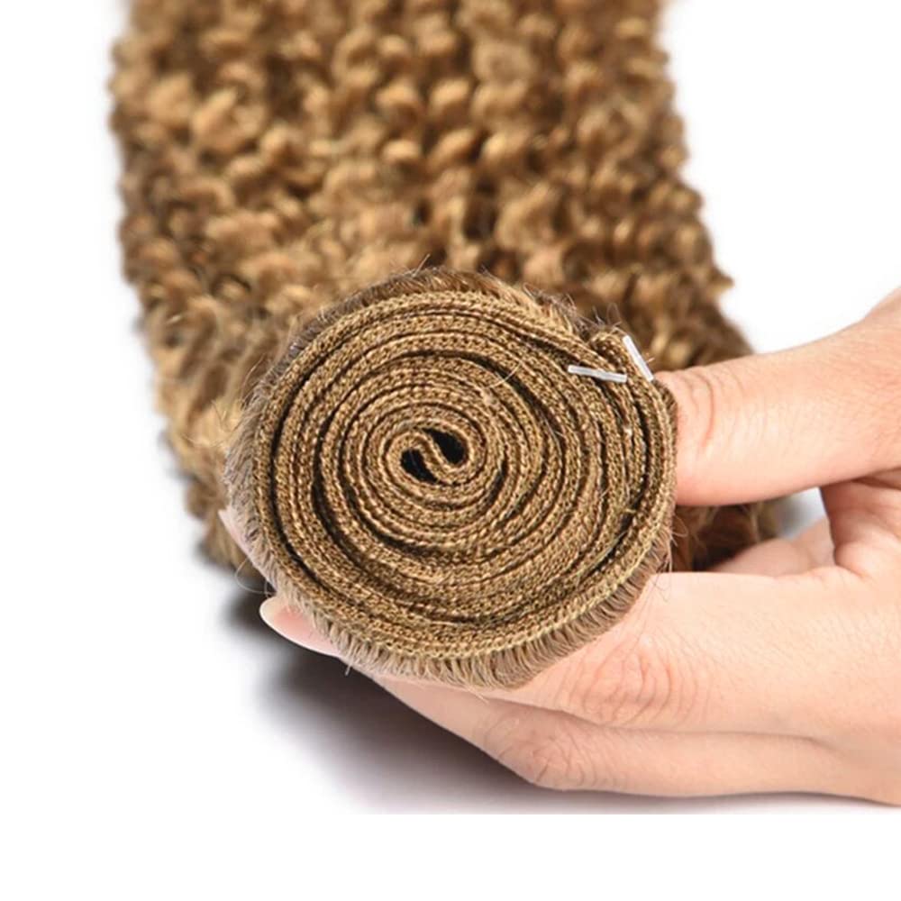 #27 Kinky Curly Bundle Honey Blonde Human Hair 3 Bundles Brazilian Unprocessed Virgin Hair Extensions Double Weft Bundle For Women 12 14 16 Inch