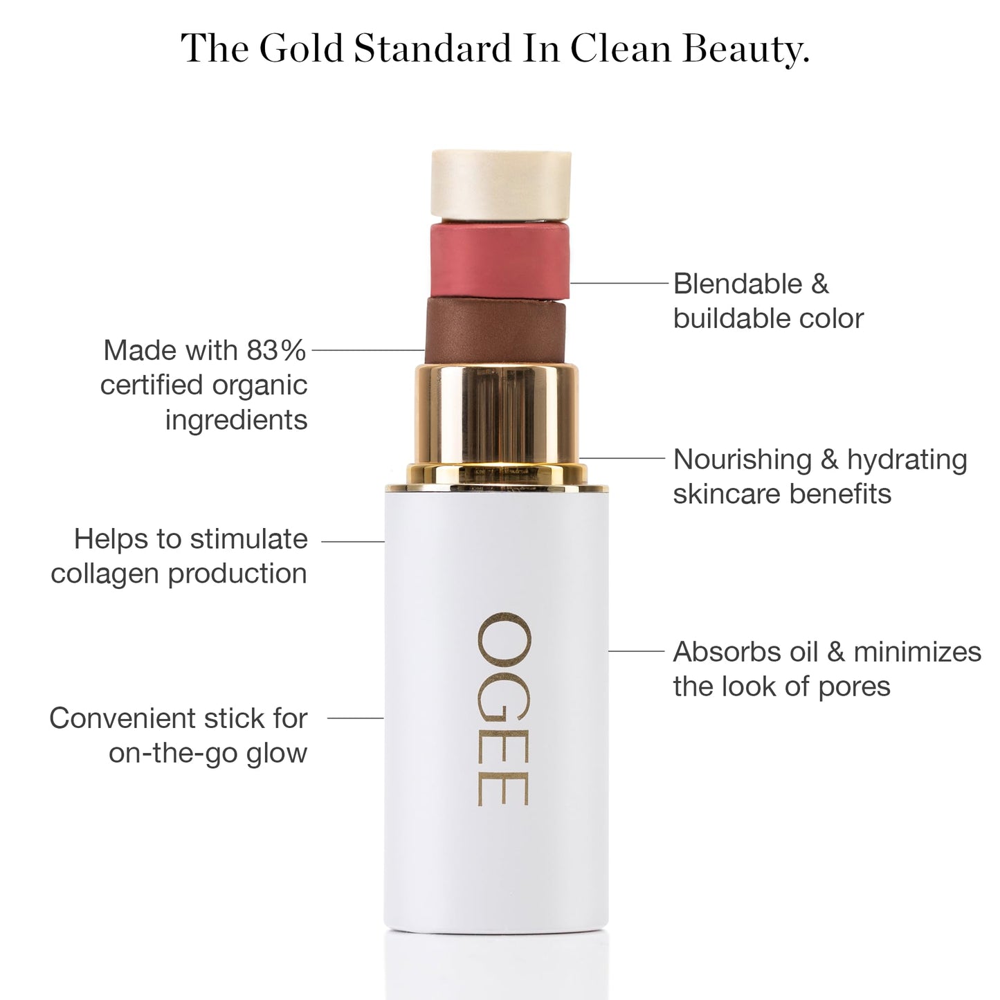 Ogee Face Stick Crystal Collection Trio - Contour Stick Makeup Collection - Certified Organic Contour Palette - Includes Bronzer Stick, Blush Stick & Highlighter Stick