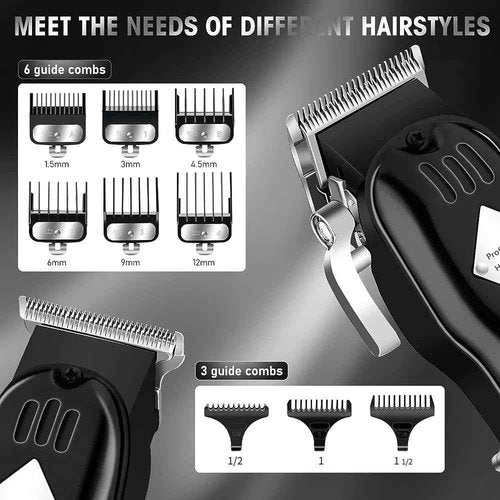 Roziapro Hair Clippers for Men Zero Gapped T-Blade Trimmer Rechargeable Foil Shavers Professional Hair Cutting Kit (Black)