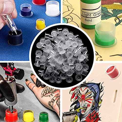 Tattoo Ink Caps Small - Yuelong 1000Pcs Plastic Pigment Caps Disposable Tattoo Cups With Base Sizes 11mm for Permanent Makeup Container Cap Tattoo Accessory Tattoo Ink
