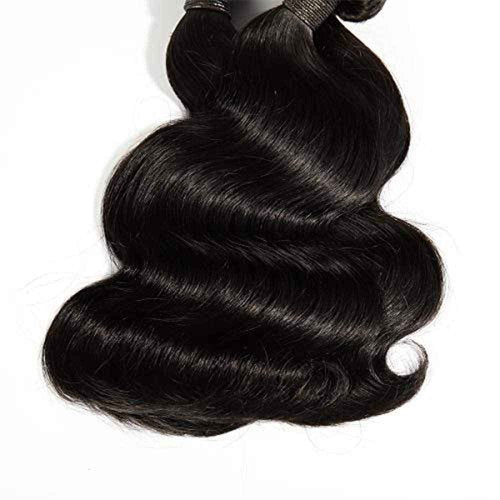 SingleBest Body Wave Bundles With Closure 10A Brazilian Virgin Hair Short Bob Weave With 4x4 Middle Part Half Hand Tied Lace Closure 100% Unprocessed Human Hair Natural Color(8 8 8+8inch)
