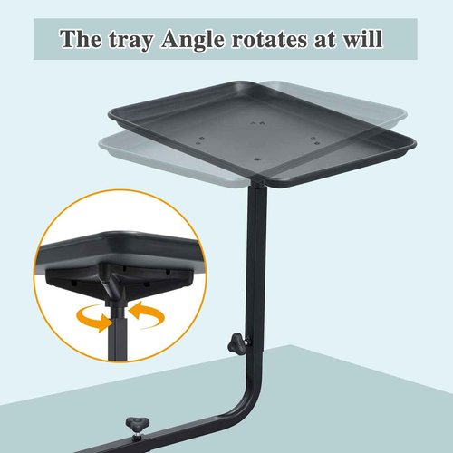 Salon Tray for Hair Stylist Steel Salon Tray Attached to Chair 360 Degree Rotating Salon Tray for Barber Chairs Hairdressing Tools Tattoo(Black)