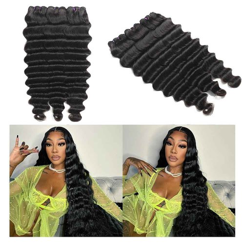 Loose Deep Wave Bundles Human Hair 3 Bundles Loose Wave (20 22 24 Inch) Wet and Wavy Hair Weft Brazilian Full Virgin Remy Hair Weave for Women Natural Color