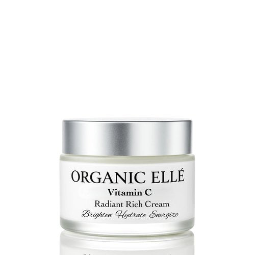 Organic Elle Vitamin C Radiant Rich Cream, Antioxidant Face Moisturizer with Aloe Vera and Botanical Oils