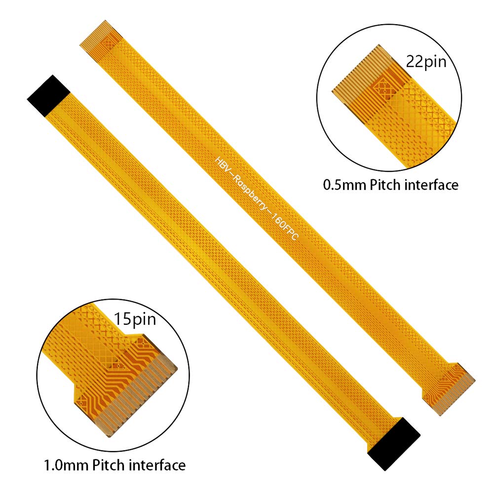Aokin for Raspberry Pi Camera Cable, Ribbon Flex Extension Cable Set (7 Pcs), 5.90/11.81/19.68/39.37/78.74in White Cable for Pi A/B/B+, 2, 3 3B+, 4; 6.30/11.81in Golden Cable for Pi Zero/Zero w