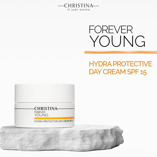 Christina Forever Young Hydra Protective Day Cream SPF 25-50ml - UVA/UVB, Non-Comedogenic and Lightweight Face Moisturizer with Sunscreen for Combination, Dry, Normal, Oily & Sensitive Skin