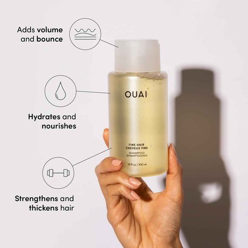 OUAI Anti-Frizz Bundle - Fine Hair Crème, Shampoo & Conditioner Set (3 Count)