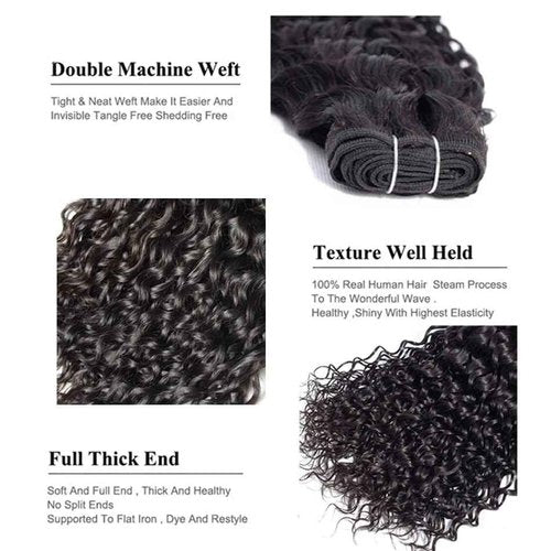Ladiaryf Water Wave Bundles Human Hair Soft Brazilian Virgin Human Hair 100% Unprocessed Wet and Wavy Curly Bundles Natural Black Color Can Be Dyed Total 300g 16 18 20 Inch