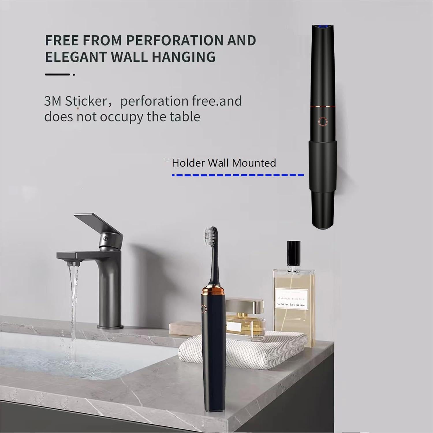 Generic JDHAVMOS Sonic Toothbrush-Rechargeable, Ultra Whitening 40,000 VPM Powerful Electric Toothbrush and Cleaning Station,Black(Pack of 4Brush Heads &1Travel Case &Toothbrush Holder)