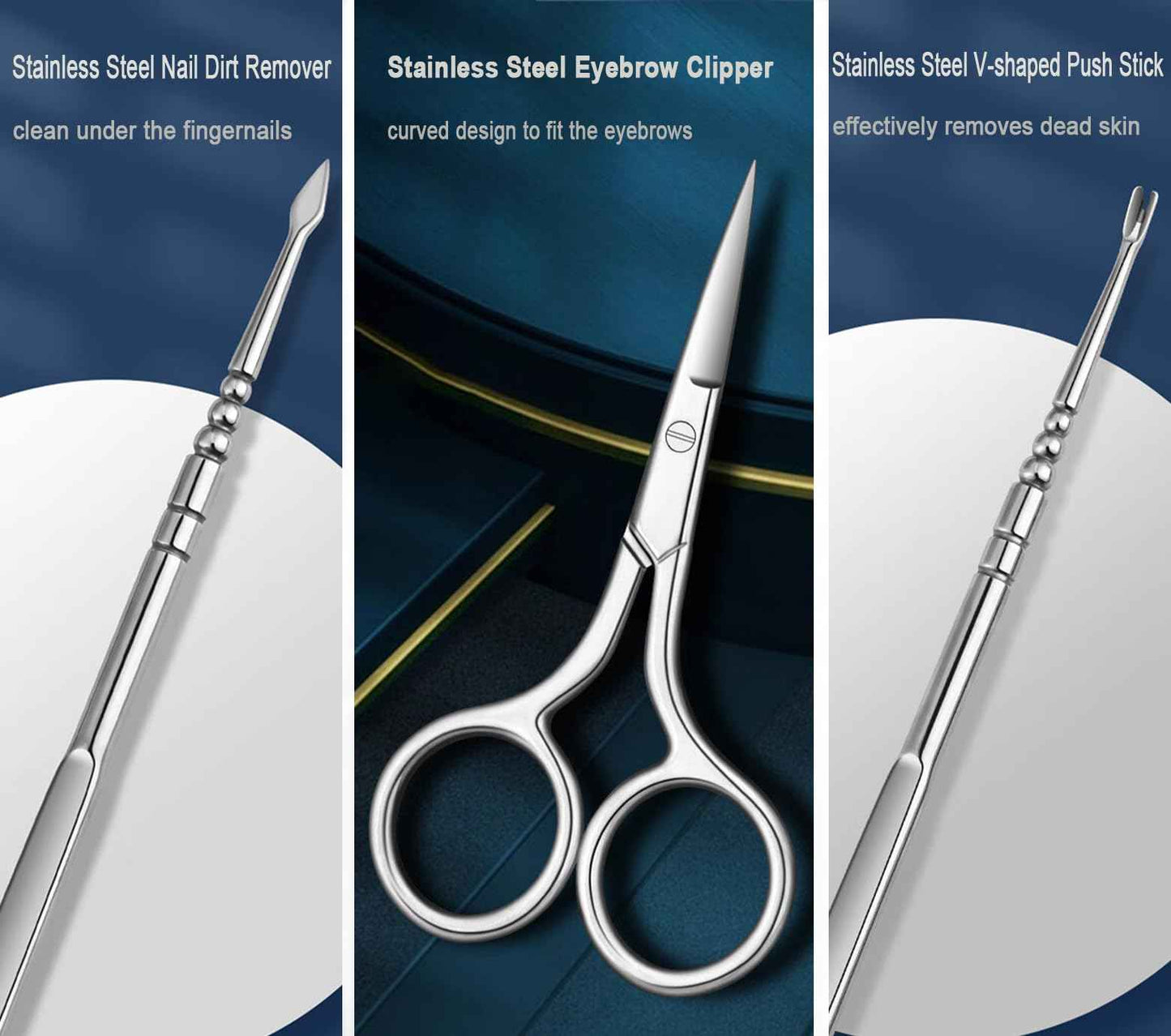 KT-GARY Manicure Set,Professional Nail Care Manicure Pedicure Kit,11 in 1 Stainless Steel Nail Clipper Set Grooming Tool with Exquisite Leather Travel Case for Men&Women