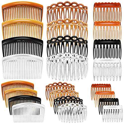 24 Pieces French Hair Side Combs Set Plastic Twist Comb Hair Clip Combs Accessories for Girls Women (9/11 /23 Teeth Side)