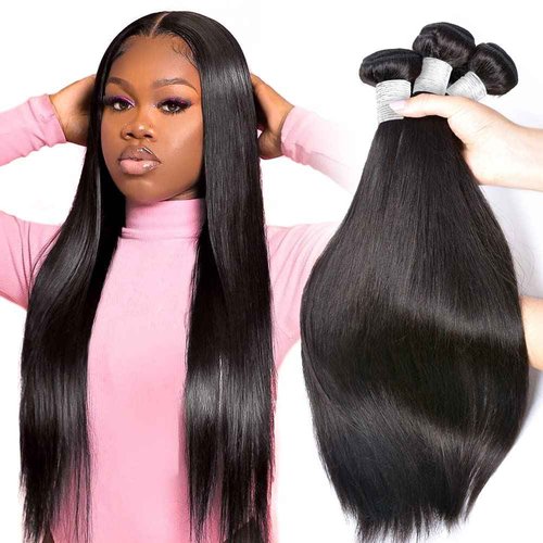 CYNOSURE 10A Straight Human Hair 3 Bundles 18 20 22inches Brazilian Virgin Unprocessed Straight Hair Weave Bundles Natural Color