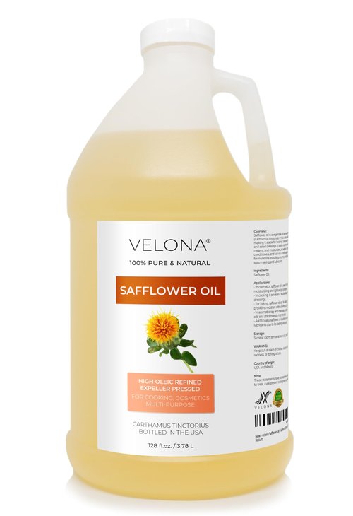 velona Safflower Oil 1 Gallon / 128 Fl Oz | 100% Pure and Natural Carrier Oil | Refined, Expeller Pressed | Cooking, Skin, Hair, Body & Face Moisturizing | Use Today - Enjoy Results