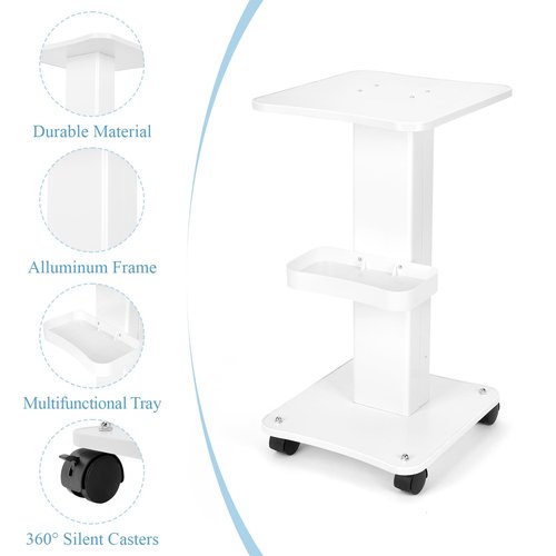 tonchean 3 Tier Beauty Cart, Esthetician Trolley Cart with Wheels, Aluminum Salon Spa Beauty Machine Trolley Stand for Beauty Instrument Storage, Load 220 lbs, 27x15x13 Inch