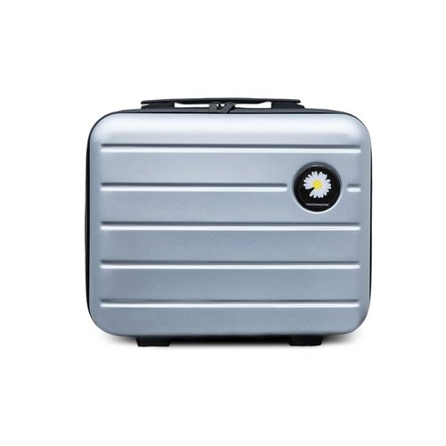 HAHONIA 16 inches Large Capacity Hard Shell Cosmetic Case with Zipper and Handle Makeup Travel Case for Women Girl Silver gray