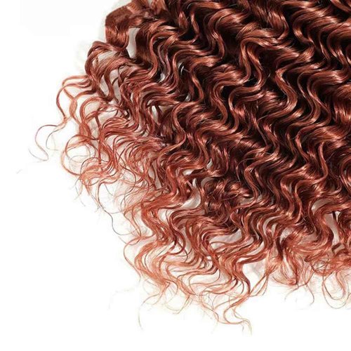 Copper Bundles Deep Wave Human Hair Extensions - 24, 26, 28 Inch - Reddish Brown - Peruvian Virgin Hair - 3 Bundles