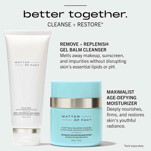 MATTER OF FACT Remove + Replenish Gel Balm Cleanser, Ultra-Gentle, Purifying Makeup Remover with Skin Barrier Support, 150mL / 5.0 Fl Oz