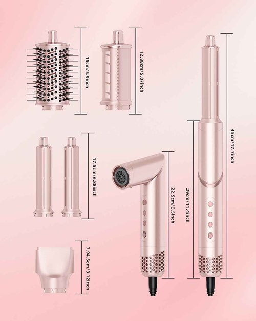 RUCHA 5 in 1 Hot Air Styler, 110,000 RPM High Speed Blow Dryer Brush, Foldable air Curler for Hair, Negative Ion Hot Air Bursh for Frizz-Free Styling Fast Drying Curling Straightening Volumizing