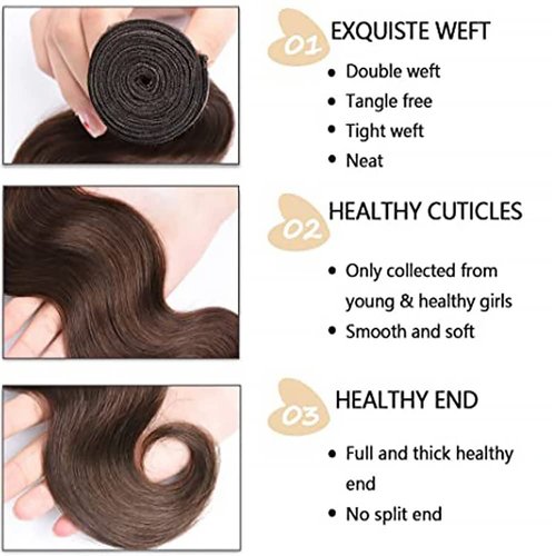 22 24 26 Inch Raivide Color 4 Bundle Chocolate Brown Body Wave Human Hair Bundles Brazilian Dark Brown Bundles Human Hair Color 4 Body Wave Bundle