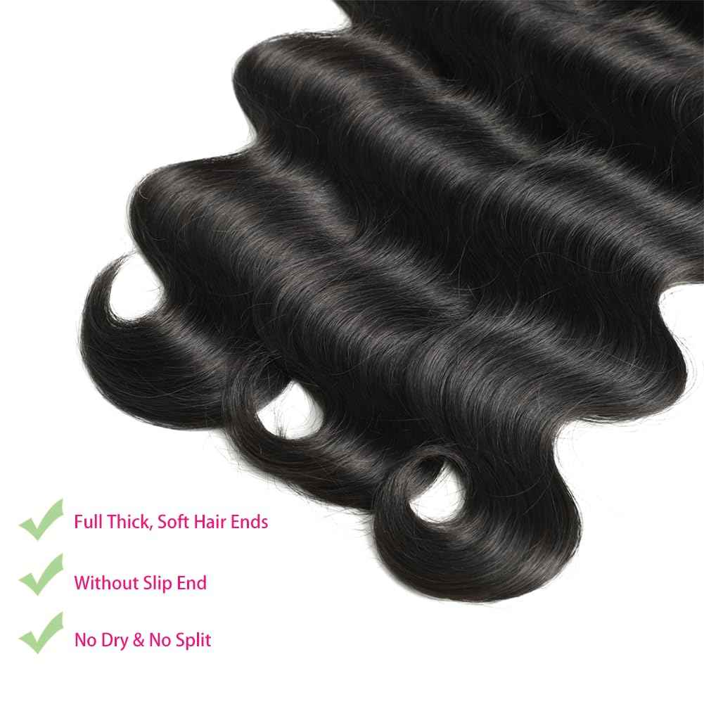Human Hair Bundles 12A Body Wave 100% Unprocessed Brazilian Virgin Hair Extensions 4 Bundles Human Hair 16 18 20 22 Inch Natural Black Bundles Human Hair Weave for Women