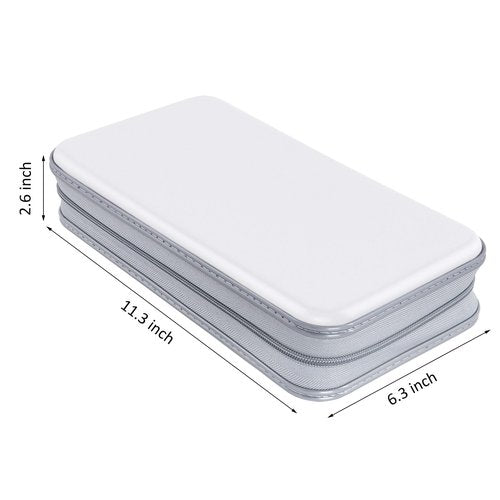 Siveit CD Case, DVD Case Holder 96 Capacity Hard Plastic CD DVD Disc Cases Storage Binder Wallet for Car Home Office Travel (White)