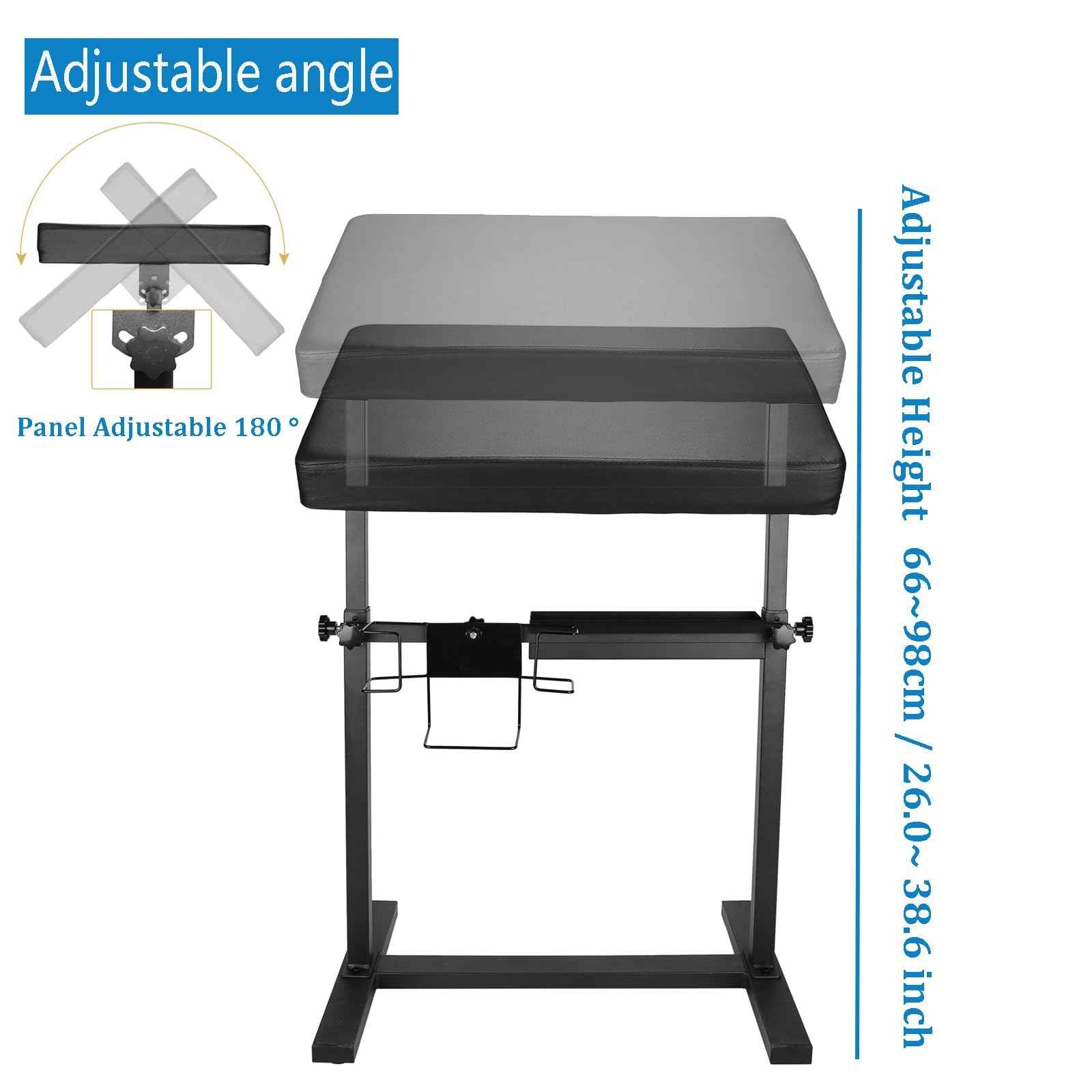 Hombtce Tattoo Arm Rest XL, Multifunctional Tattoo Arm Rest Stand, Base Structure w/Strong Stability, With Glove Rack, Pigments Rack, Quick installation, Adjustable Height