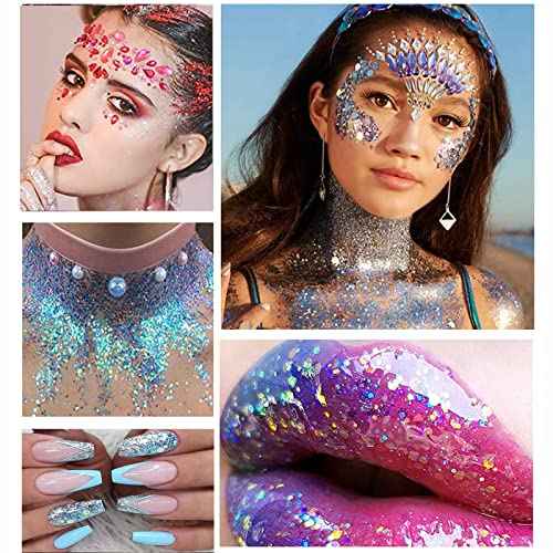 Glitter Eyeshadow Palette - Shimmer Purple Pink Blue Colorful Eyeshadow, Lip Face Eye Glitter Makeup - Lasting Waterproof High Pigmented Eye Shadow for Girl Women