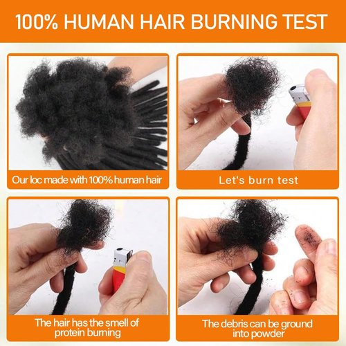 MXIRE 0.8cm Thickness 6 Inch 60 Strands Dreadlock Extensions Real Human Hair for Man/Women/Kids Full Head Handmade Permanent Loc Extensions Bundles Can Be Bleached Dyed Curled Twisted