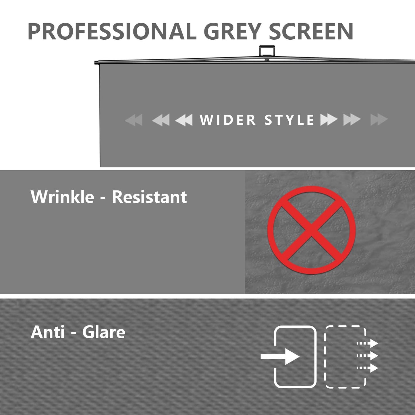 【Wider Style】 RAUBAY 78.7 x 82.7in Large Collapsible Gray Backdrop Screen Portable Retractable Panel Photo Gray Background with Stand for Video Conference, Photographic Studio, Streaming