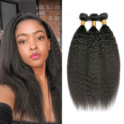 Kinky Straight Human Hair Bundles 26 26 26 inch Yaki Straight Brazilian Virgin Human Hair Bundles Natural Black Color Human Hair Yaki Straight Bundles