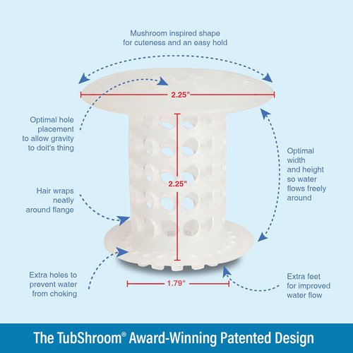 TubShroom Tub Drain Hair Catcher Strainer, 2 Pack, Clear – Drain Protector and Hair Catcher for Bathroom Drains, Fits 1.5” – 1.75” Bathtub and Shower Tub Drains