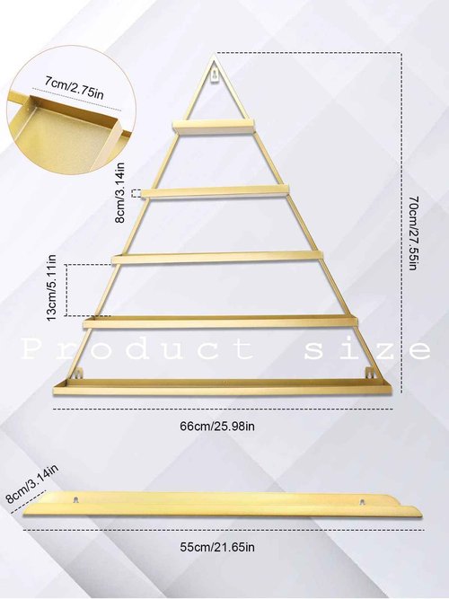 EBANKU 6PCS Nail Polish Racks 5 Tiers Nail Polish Shelf for Wall Triangular Display Rack Cosmetic Display Cases Lipstick Perfume Wall Shelf Essential Oil Organizers for Home Spa Nail Salon Shop(Gold)