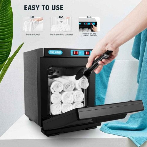 Artist hand Hot Towel Warmer for Spa Facials Salon, 5L Small Hot Towel Warmer Cabinet for Bathroom, Barber Esthetician, and Family Use (5L/Black)