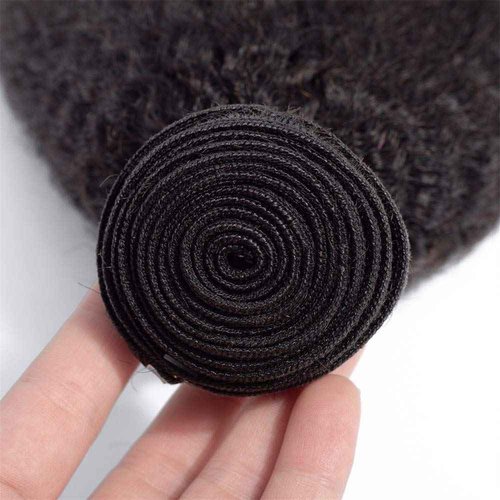 InsQueen Kinky Straight Human Hair Bundles 100% Unprocessed Brazilian Remy Soft Yaki 3 Bundles Human Hair (12 14 16 Inch)