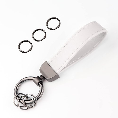 Turcee Leather Keychain, Creative Personality Key Fob, Car Accessories Universal Keychain for Men and Women (White)