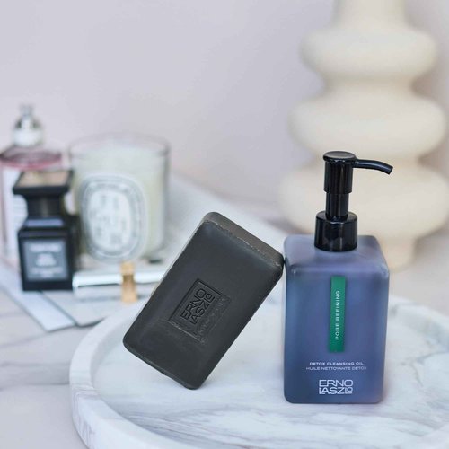 Erno Laszlo Detox Cleansing Duo – Oil Cleanser & Sea Mud Bar for Deep Cleansing, Pore Minimizing, and Oil Control, Includes 6.4 fl. oz. Cleanser and 3.5 oz. Bar Soap