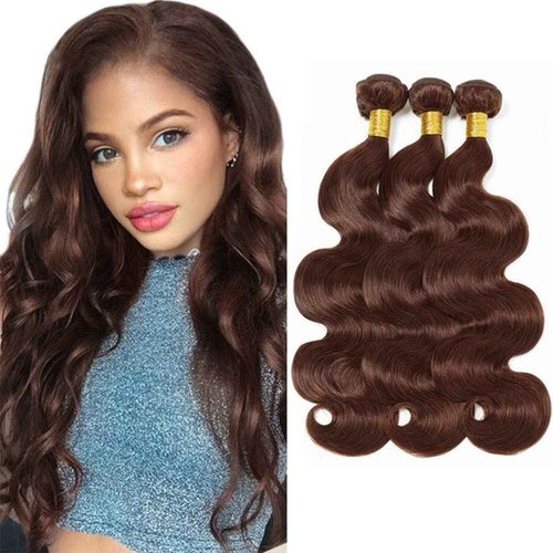 Dark Brown Body Wave Bundles Human Hair Chocolate Brown Body Wave Bundles Color 4 Human Hair Double Weft Brazilian Remy Hair Extensions Wet and Wavy Silky Soft for Black Women 26 28 30 inch