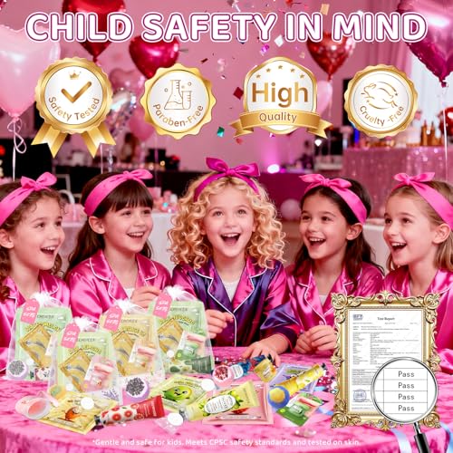 56Pcs Spa Party Supplies Set,Including 8 Spa Kits with Facial Masks Eye Patches Hand Cream Lip Balm Foot Bath Bombs,Ideal Gift for Sleepover,Spa Day,Slumber & Birthday Party Favors