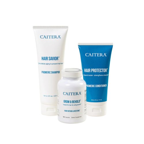 Caitera™ Ultimate Healthy Hair Trio for Lustrous Fuller Hair | Features Saw Palmetto + Turmeric + Biotin + Zinc + Procapil® to Help Improve Thinning Hair + Promote Growth | Women’s and Men’s Haircare